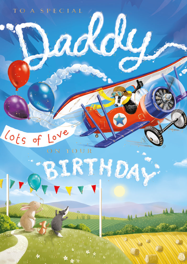 Daddy Birthday Card -  Somersaulting Plane