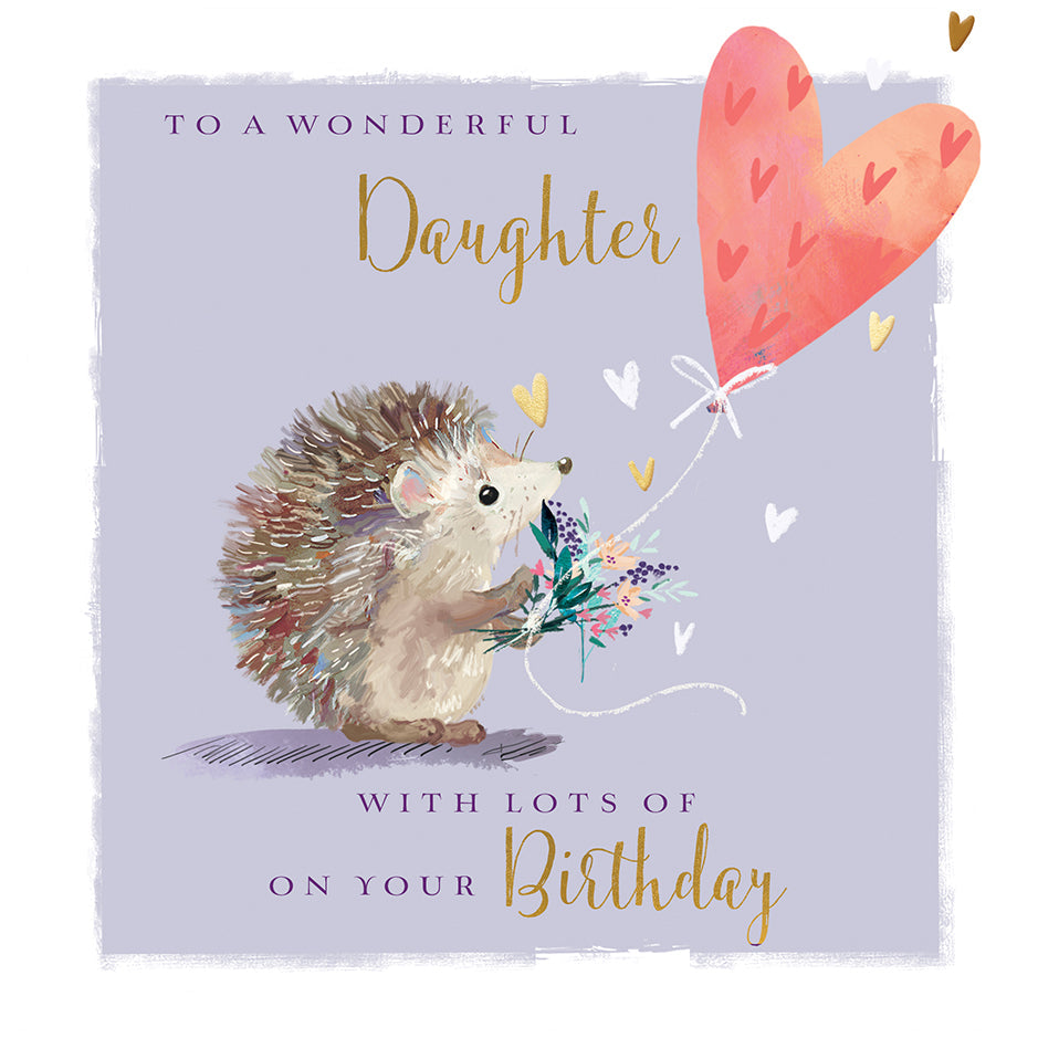 Daughter Birthday Card -  Adorable Hedgehog Wishes