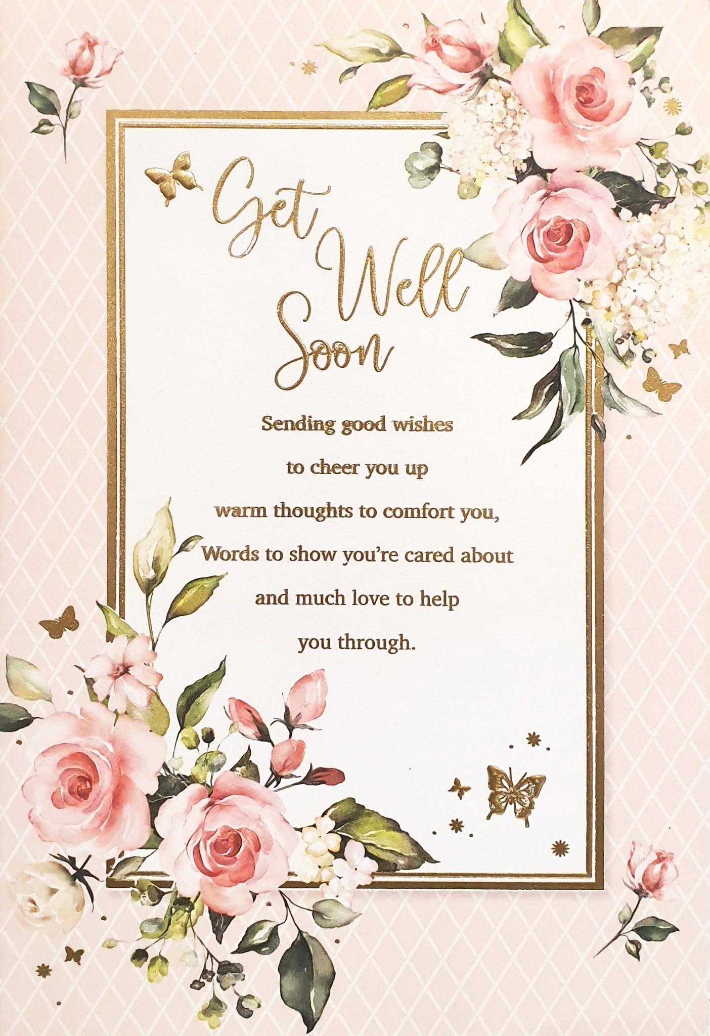 Get well Soon Card - Flora Bunda Of Elegant Pink Roses