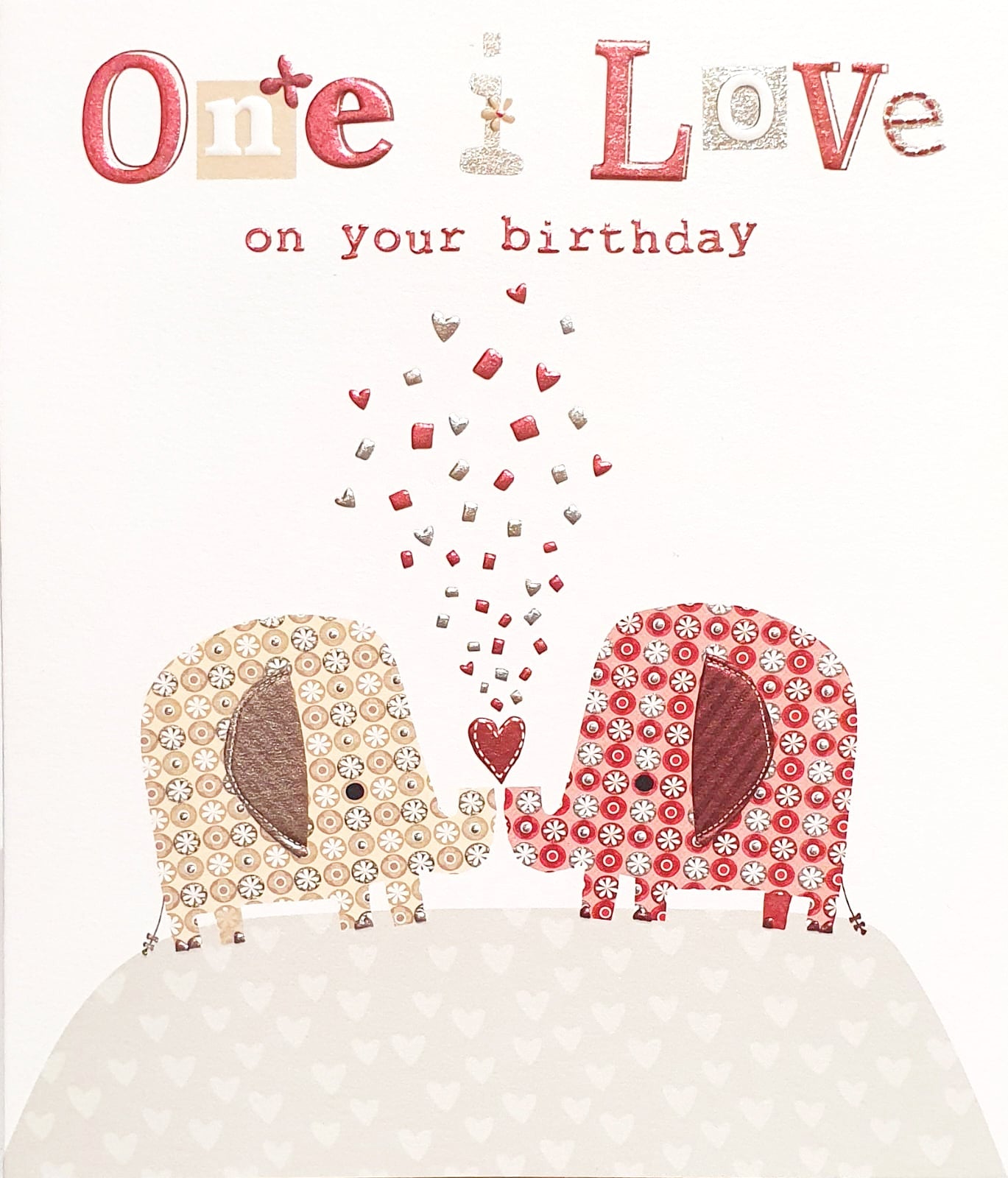 One I Love Birthday Card - Elephants In Love