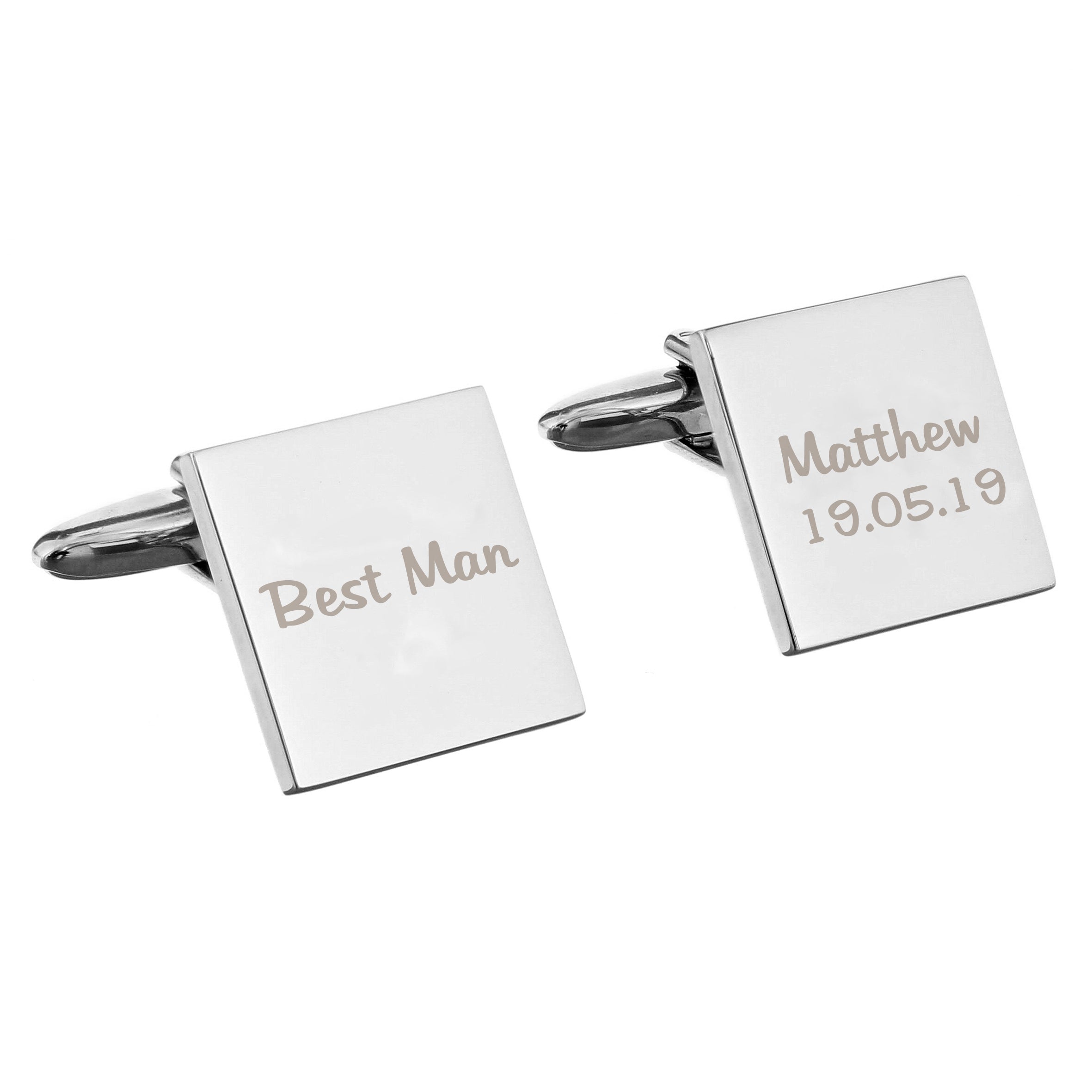 Personalised Wedding Role Square Cufflinks -1 line