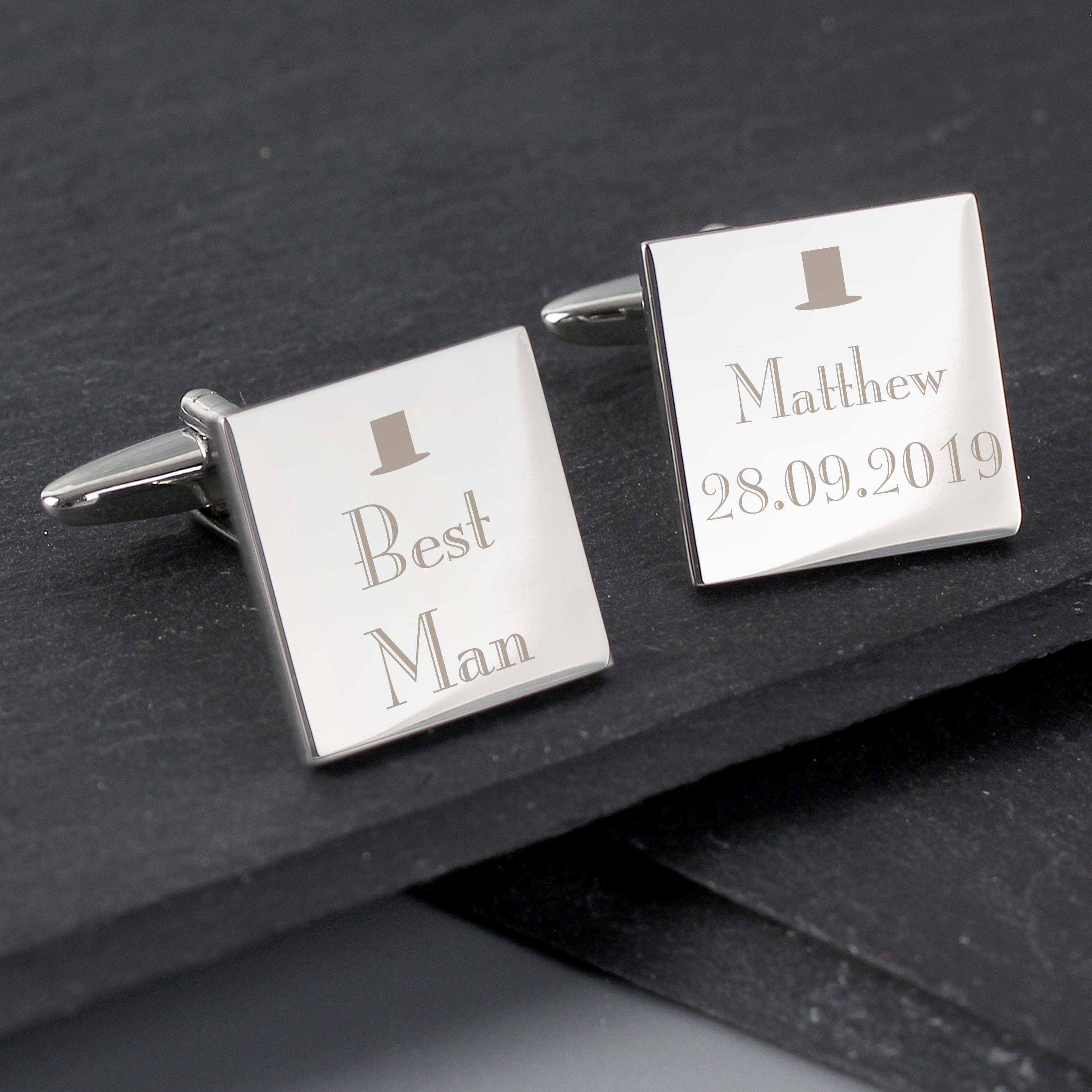 Personalised Decorative Wedding Best Man Square Cufflinks