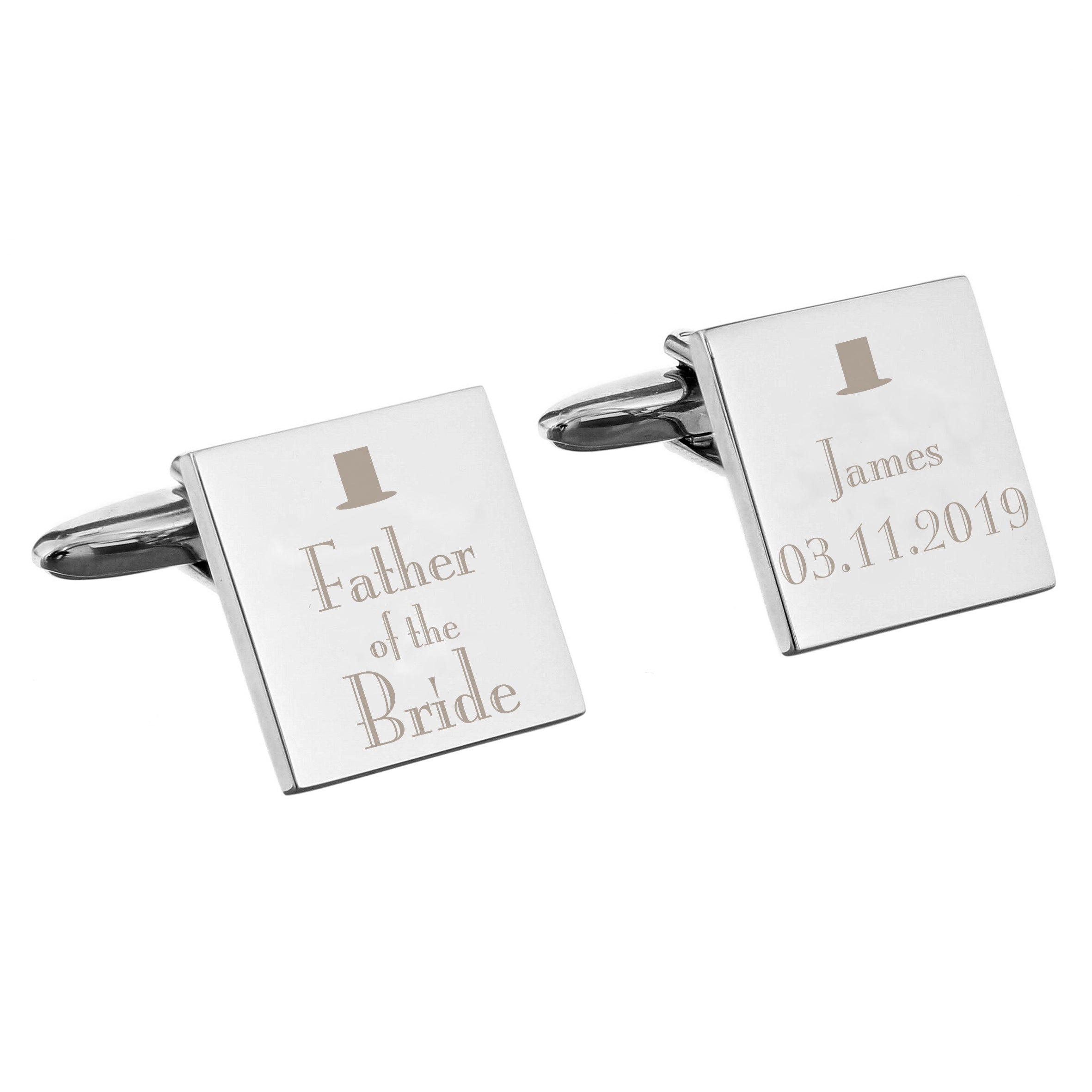 Personalised Decorative Wedding Father of the Bride Square Cufflinks