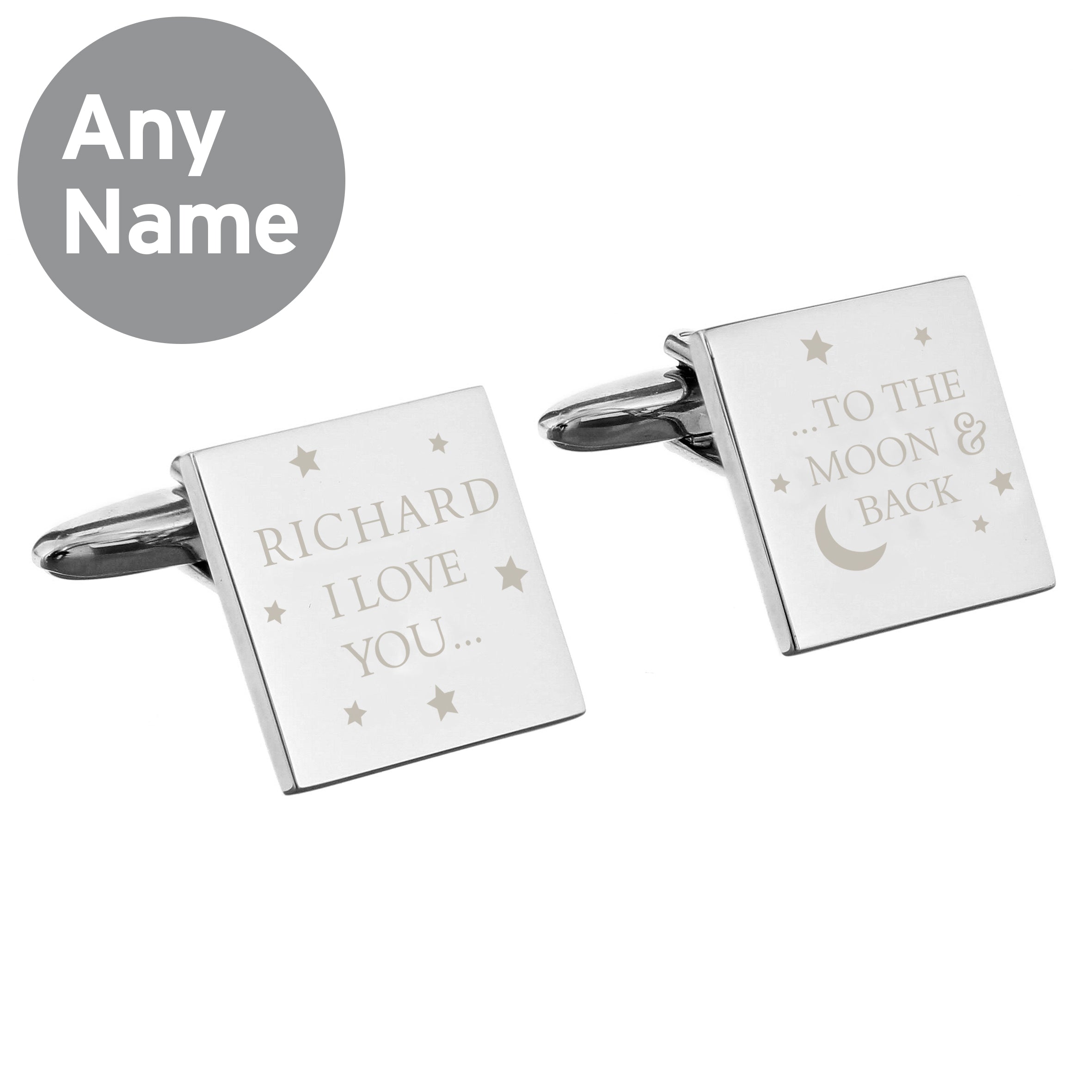 Personalised To the Moon and Back Square Cufflinks