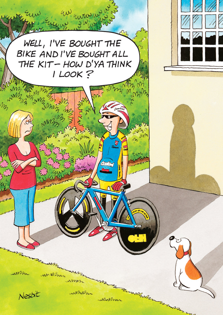 Humourous Birthday Card - Full On Cyclist