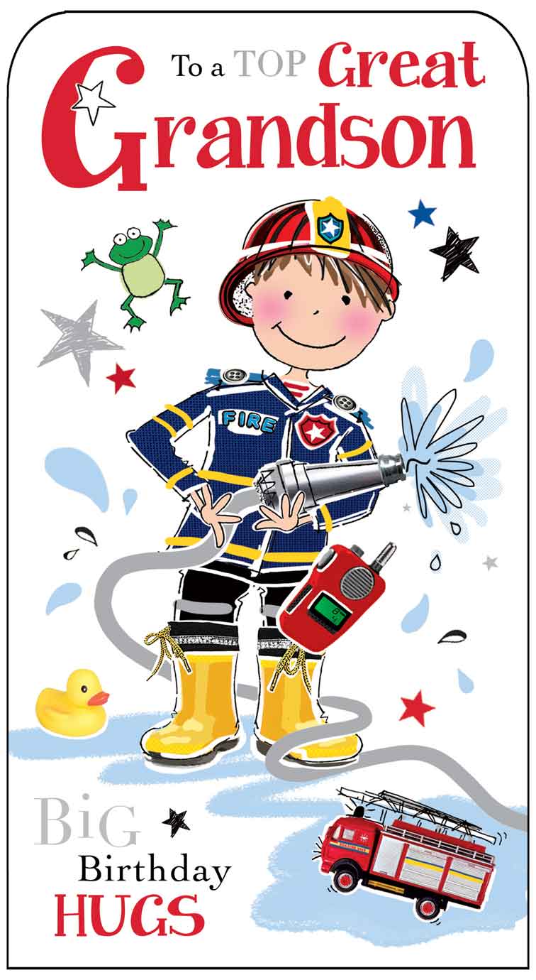 Great Grandson Birthday Card - Fireman To The Rescue