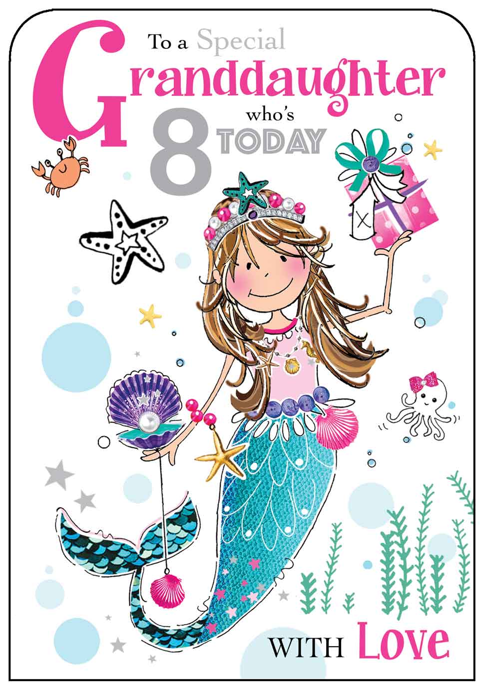 Granddaughter 8th Birthday Card - Mermaids