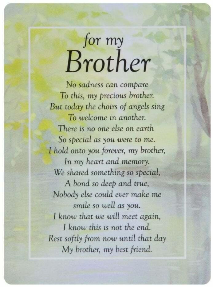 Brother Graveside Card - Memorial Card Inspirational Words